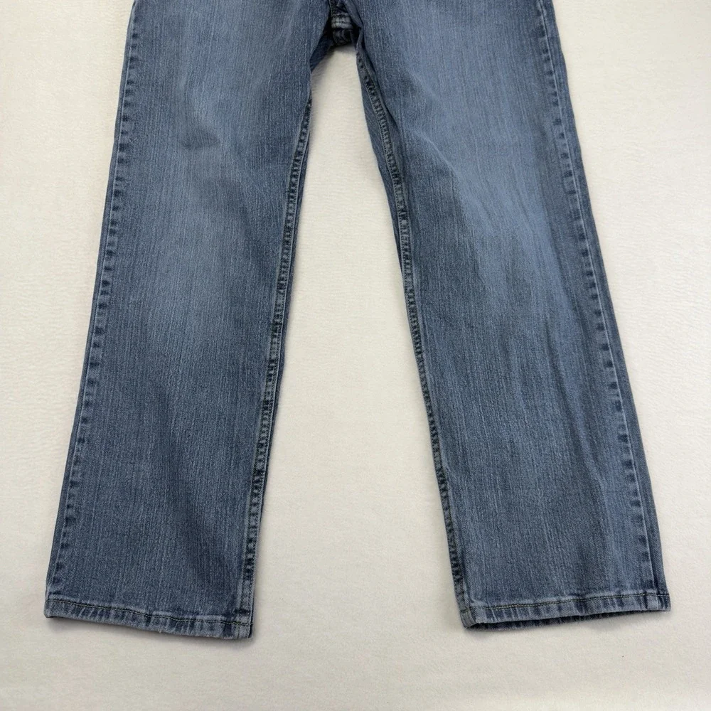 Lee Regular Fit Straight Leg Jeans Men's 36X29 (34x29 fit) Blue Distressed Denim